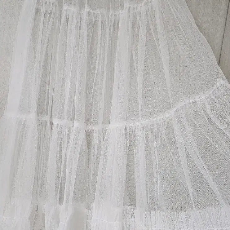 [BUNJANG] High-Quality See-Through Layered White Long Skirt / 고퀄 시스루 레이어드 화이트 스커트