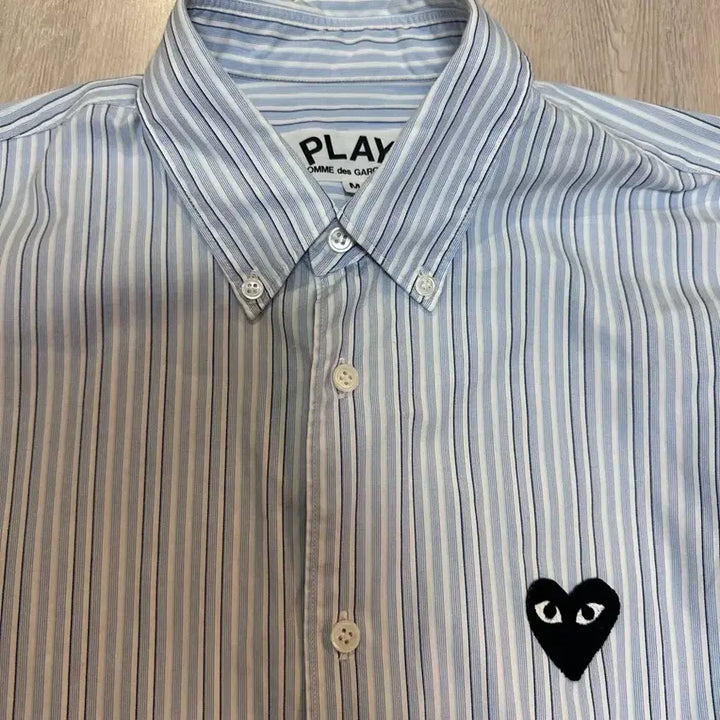 [BUNJANG] Comme des Garçons Black Heart Blue Stripe Shirt / M 꼼데가르송 블랙하트 블루스트라이프 셔츠