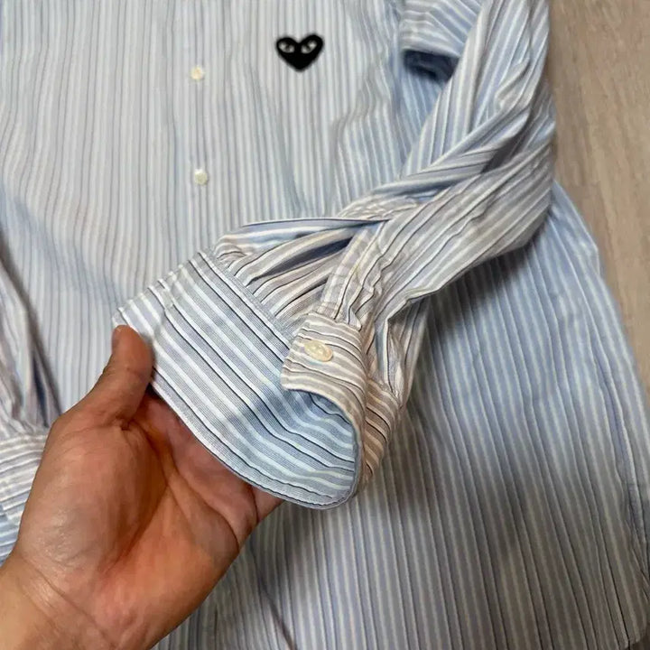[BUNJANG] Comme des Garçons Black Heart Blue Stripe Shirt / M 꼼데가르송 블랙하트 블루스트라이프 셔츠