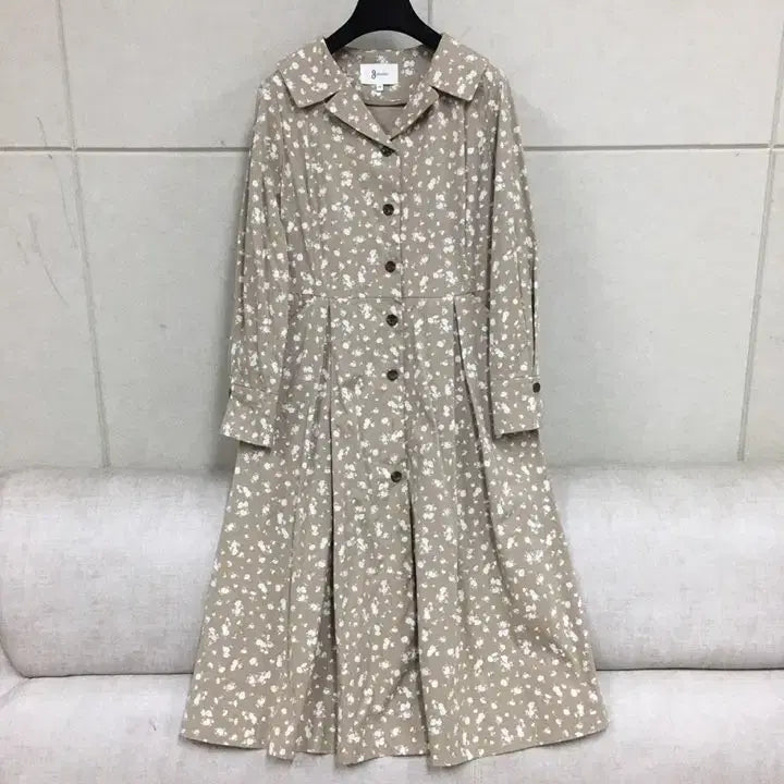 [BUNJANG] ZIS STUDIO Beige Floral Shirt Long Dress / 지스튜디오 베이지 플라워 셔츠 롱원피스