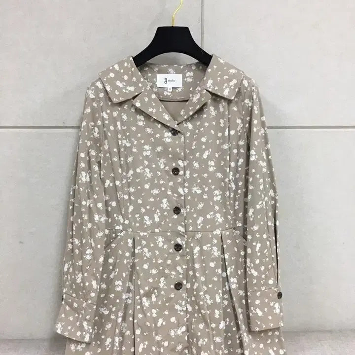 [BUNJANG] ZIS STUDIO Beige Floral Shirt Long Dress / 지스튜디오 베이지 플라워 셔츠 롱원피스