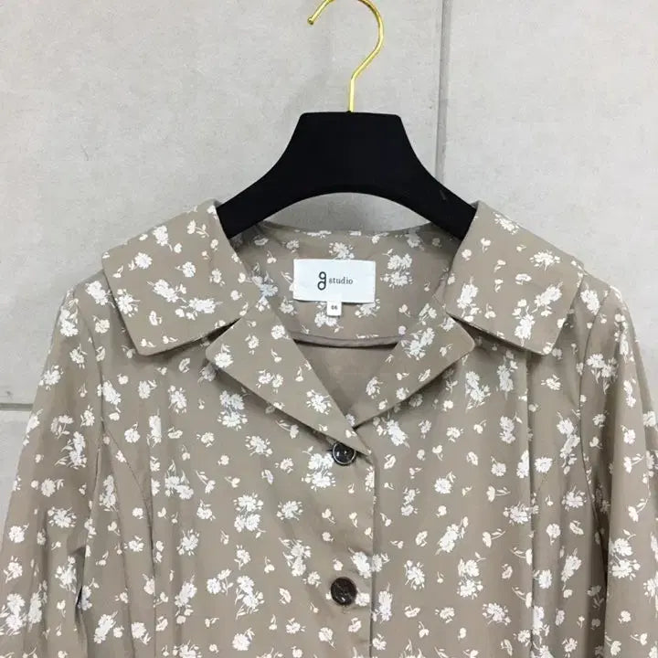 [BUNJANG] ZIS STUDIO Beige Floral Shirt Long Dress / 지스튜디오 베이지 플라워 셔츠 롱원피스