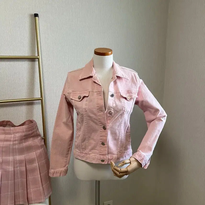 [BUNJANG] Lovely Pink Denim Jacket &amp; Pleated Skirt Set / 코디세트8