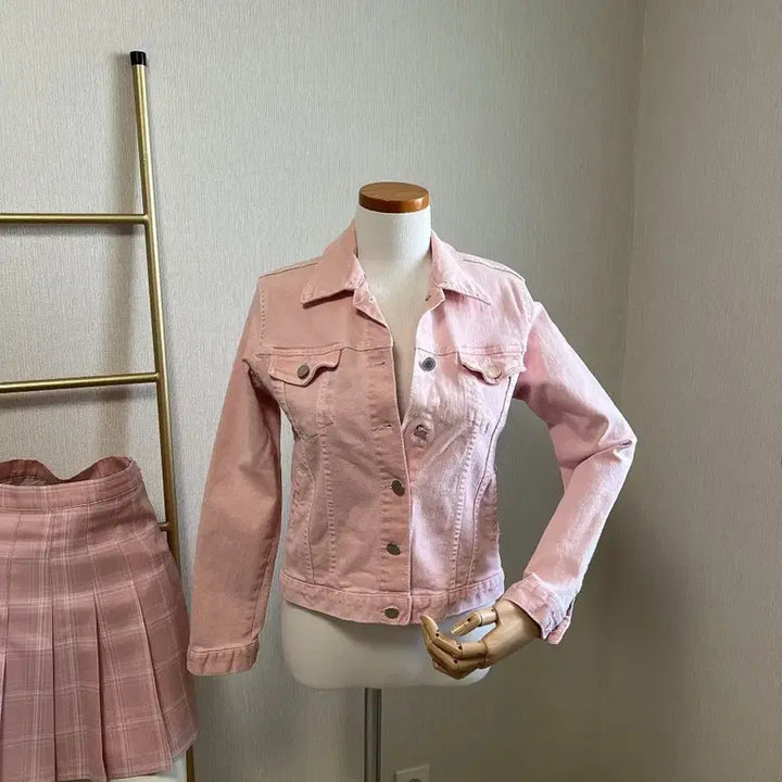 [BUNJANG] Lovely Pink Denim Jacket &amp; Pleated Skirt Set / 코디세트8