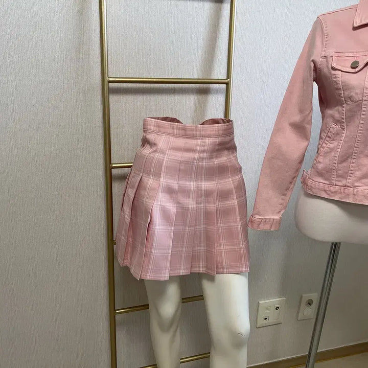 [BUNJANG] Lovely Pink Denim Jacket &amp; Pleated Skirt Set / 코디세트8