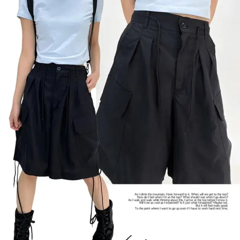 [BUNJANG] Aquiver Club Black Cargo Shorts / 아쿠비클럽 블랙 카고 반바지