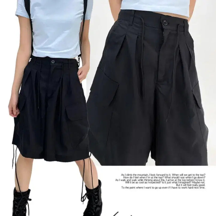 [BUNJANG] Aquiver Club Black Cargo Shorts / 아쿠비클럽 블랙 카고 반바지