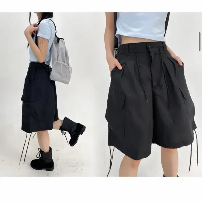 [BUNJANG] Aquiver Club Black Cargo Shorts / 아쿠비클럽 블랙 카고 반바지