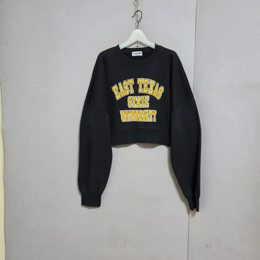 [BUNJANG] Unworn Black Short Style Sweatshirt (Size FF, Fits 55-77) / 짧은스타일 블랙 맨투맨 FF   n5906 미착용제품