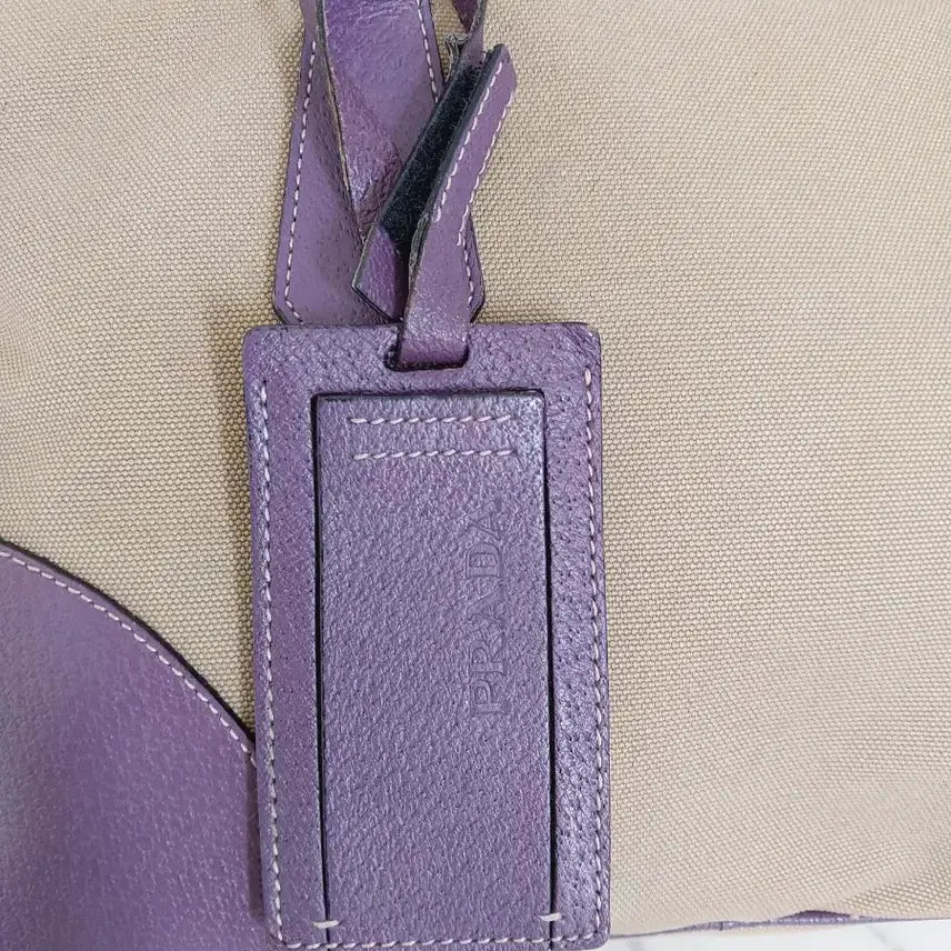[BUNJANG] Prada Vintage Canvas Leather Tote Bag Lavender / 프라다 빈티지 캔버스 레더 토트백 라벤더