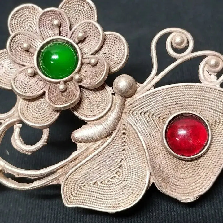 [BUNJANG] Embellished Butterfly Design Hairpin / 보석 장식 백동족은 나비문 비녀