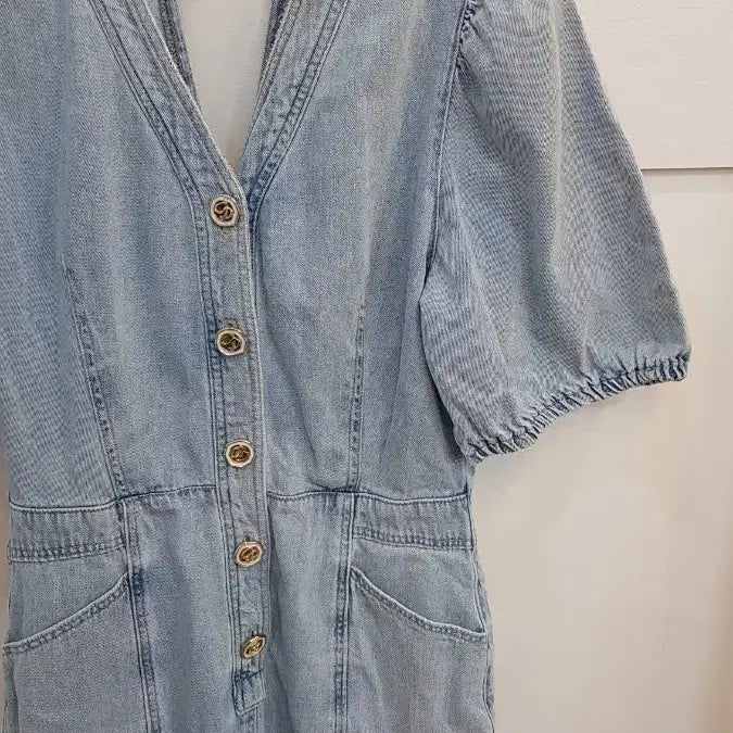[BUNJANG] Egoist Puff Short Sleeve Denim Dress L Size / 에고이스트 청 데님퍼프반팔원피스 L사이즈