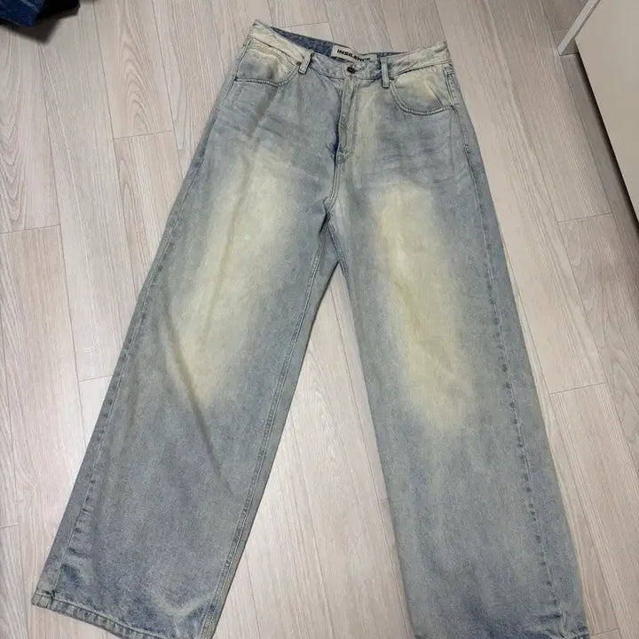 [BUNJANG] INSILENCE CALK Low Waist Wide Jeans Light Blue M / 인사일런스 CALK 로우 웨이스트 와이드진 라이트블루 M