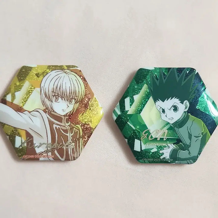 [BUNJANG] Hunter x Hunter Gon &amp; Kurapika Hexagonal Can Badge Bundle Set / 헌터헌터 곤 크라피카 육각캔뱃지 일괄