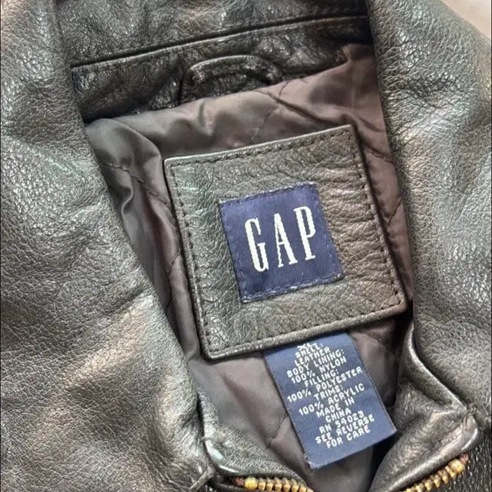[BUNJANG] GAP Black Leather Jacket / GAP 갭 블랙 레더 자켓 칸예 발렌 택시 바이브