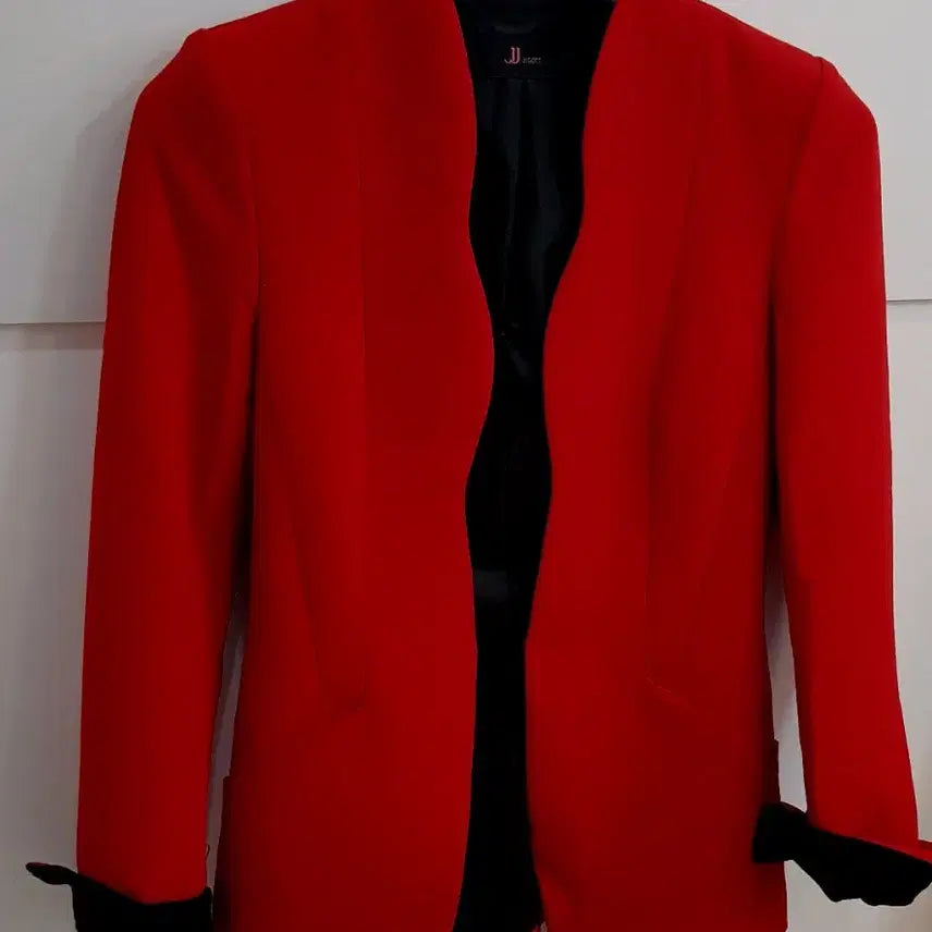 [BUNJANG] JJ JIGOTT Red Collarless Jacket / JJ JIGOTT 레드 노카라 자켓85-88-155
