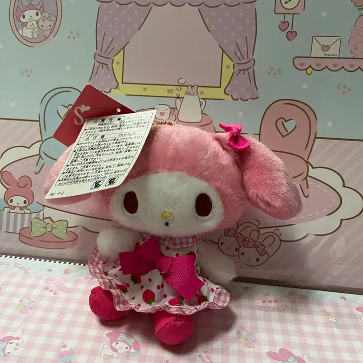 [BUNJANG] Sanrio My Melody Strawberry Pattern Dress Mascot Plush Doll / 산리오 딸기무늬 원피스 마이멜로디 마스코트 인형