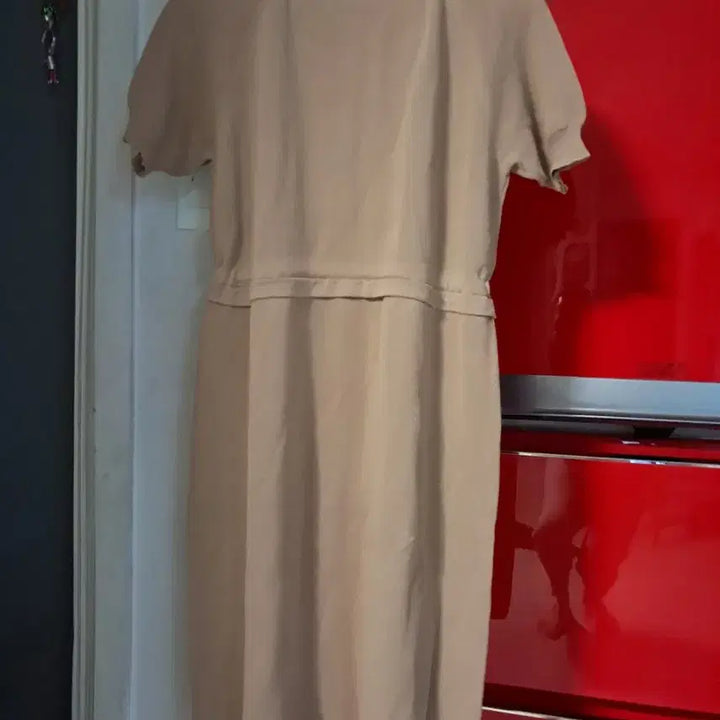 [BUNJANG] Beige Knit Long Dress with Waist String / 베이지 니트 롱 원피스 허리 스트링
