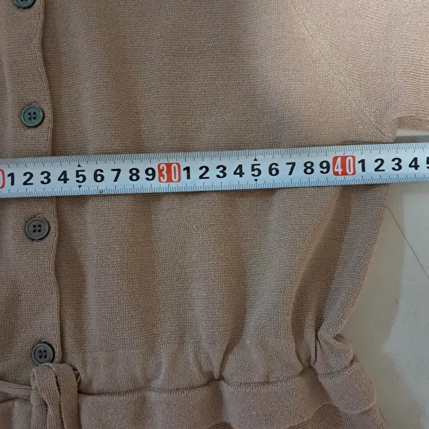 [BUNJANG] Beige Knit Long Dress with Waist String / 베이지 니트 롱 원피스 허리 스트링
