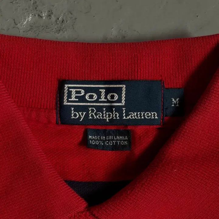 [BUNJANG] Polo Ralph Lauren Red Navy Stripe Pique Shirt - Size M / 폴로 랄프로렌(Polo Ralph Lauren) 레드, 네이비 스트라이프