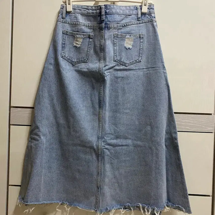 [BUNJANG] Vintage Cut Denim Long Skirt - Size L / 구제 빈티지 커팅 데님 청 치마 롱 스커트 L