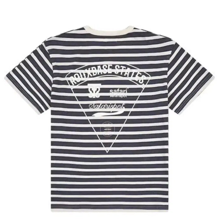 [BUNJANG] Safari Spot Ruby Base Black Stripe Short Sleeve T-Shirt / 새상품 사파리스팟 루베이스 반팔 반소매 블랙 스트라이프