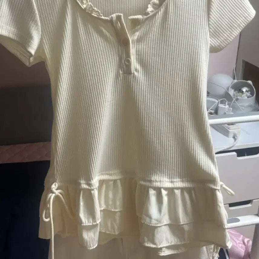 [BUNJANG] Ivory Short Sleeve Layered T-Shirt / 최저가,가격내림)아이보리 반팔 레이어드티