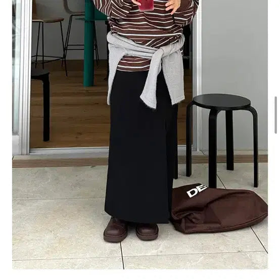 [BUNJANG] Jaiplanned Slit H-Line Long Skirt Black / 제이어반스 슬릿 H라인 롱스커트 블랙
