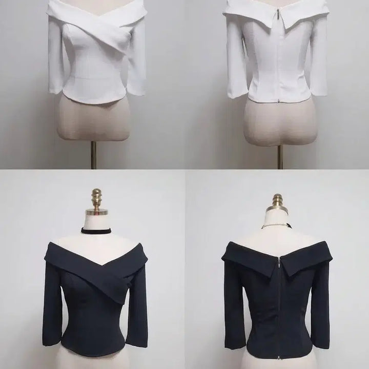 [BUNJANG] High-Quality Off-the-Shoulder Blouse (S/M) / 국내고퀄) 오프숄더 블라우스 S.M