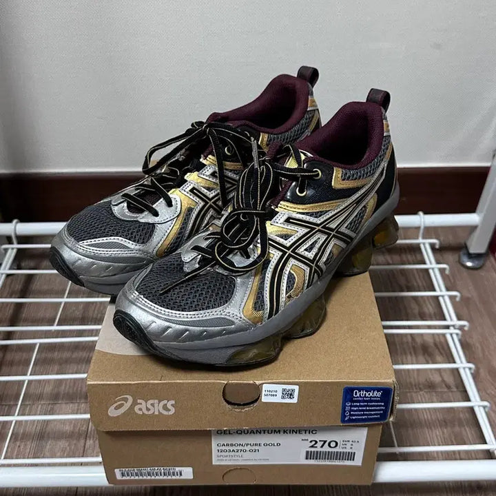 [BUNJANG] Asics Gel-Quantum Kinetic Gold Black Shoes (270) / 아식스 젤 퀀텀 키네틱 270 골드 블랙