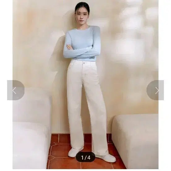 [BUNJANG] Celebshop Edition Wide Banding Denim Pants Ecru (25) / (새상품)셀렙샵에디션 와이드 밴딩 데님 팬츠 에크루 25