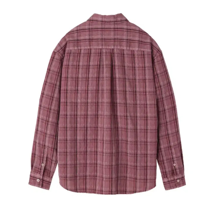 [BUNJANG] Lehvue Dyed Stripe Check Shirt Pink L / 르아브 다이드 스트라이프 체크 셔츠 핑크 L사이즈