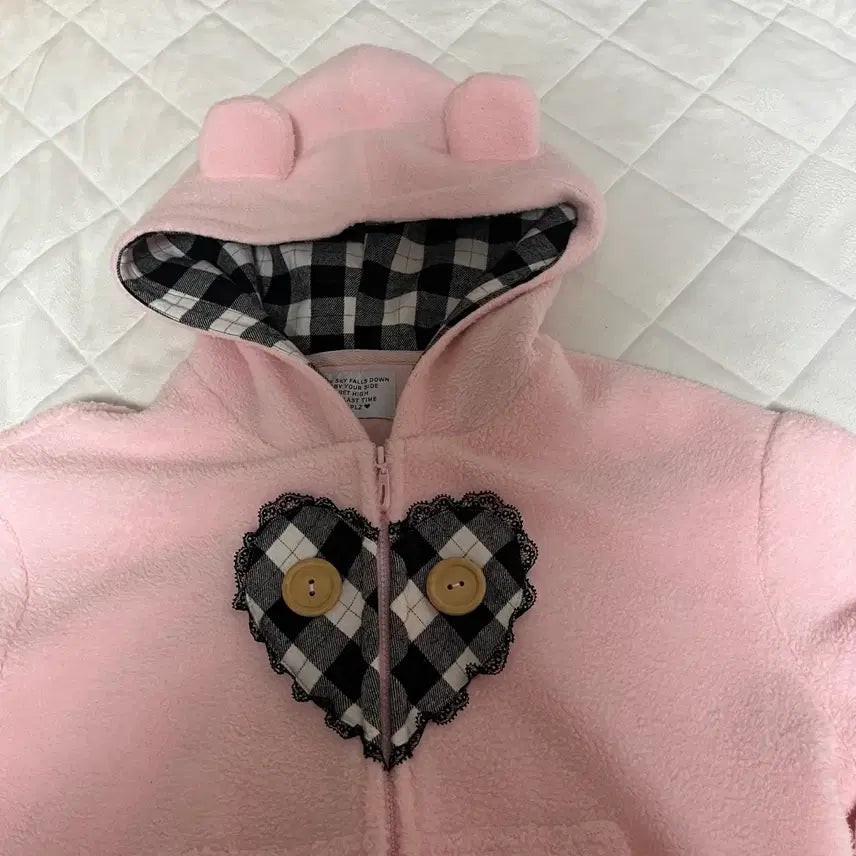 [BUNJANG] It Pleases Me Bear Check Hooded Zip-Up / 19일까지) 잇미플리즈 베어 체크 후드집업