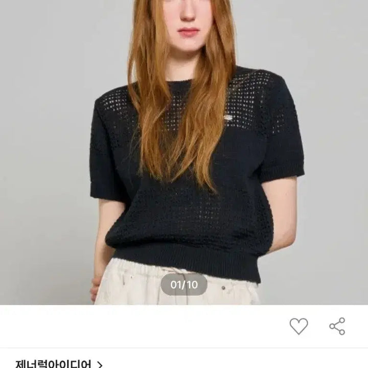 [BUNJANG] General Idea 24SS Punching Short-Sleeve Knit Black L / 24ss 제너럴아이디어 펀칭 반팔 니트 블랙 L
