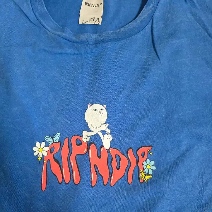 [BUNJANG] RIPNDIP Blue Short Sleeve T-Shirt / 립앤딥 RIPNDIP 블루 반팔 티셔츠
