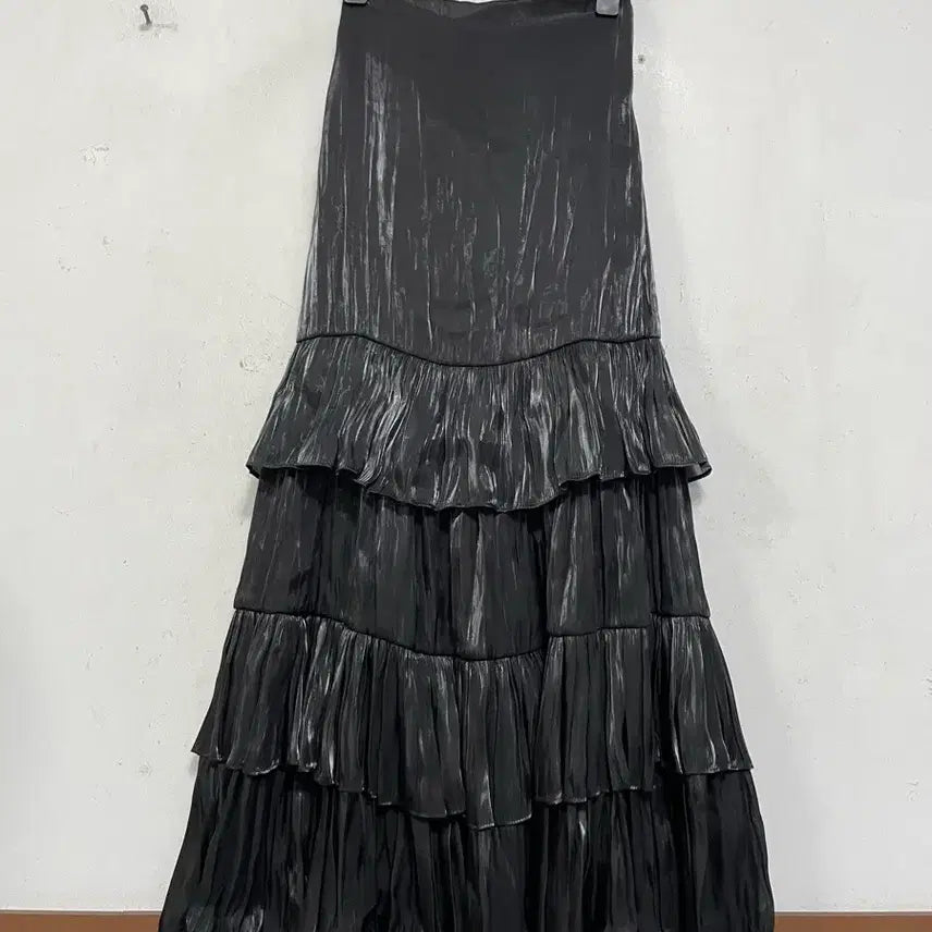 [BUNJANG] Chareureu Black Silk-Feel Long Skirt / Dress / 특가새)N6298 차르르~ 오간자느낌 롱 스커트.원피스.맥시