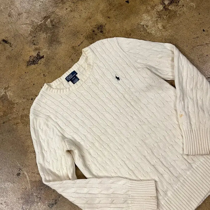 [BUNJANG] Polo Ralph Lauren Cable Knit Ivory / [정품/L] 폴로 랄프로렌 케이블 니트 아이보리