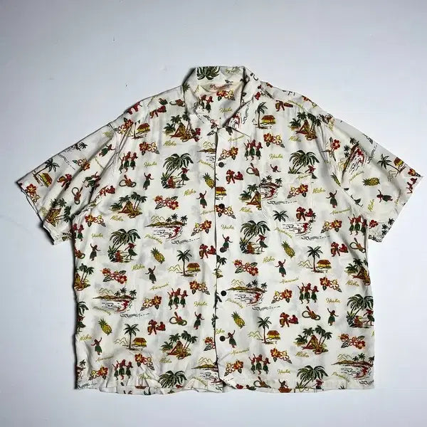[BUNJANG] Outstanding Hula Hawaiian Short Sleeve Shirt R1103 / 아웃스탠딩 훌라 하와이안 반팔 셔츠 R1103