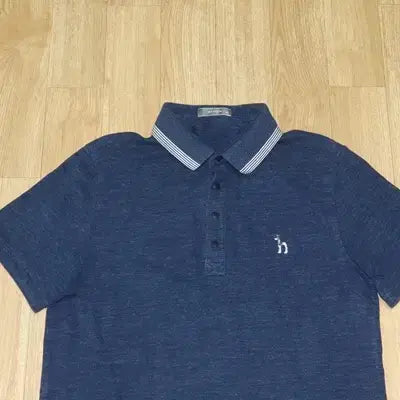 [BUNJANG] Hazzys Melange Navy Collar T-shirt / (105)A904. 헤지스/멜란지네이비 카라티셔츠