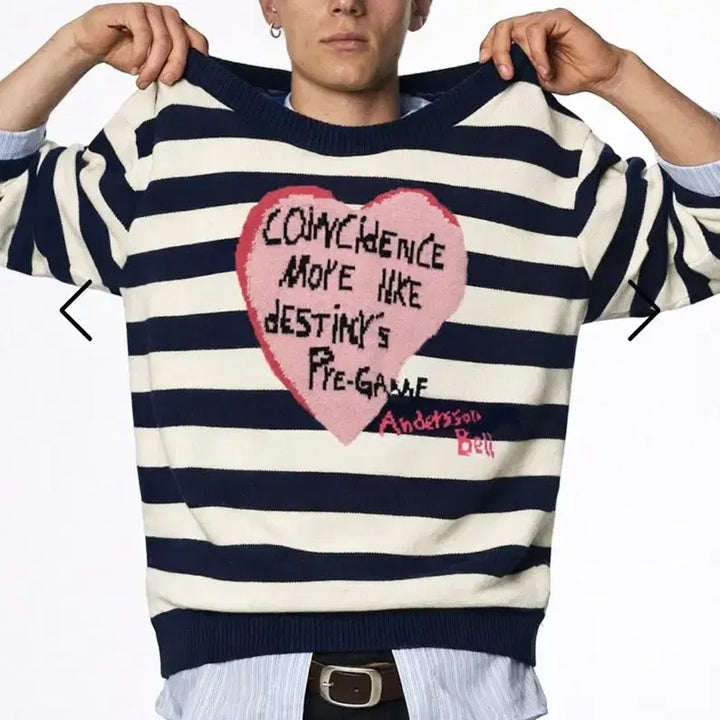 [BUNJANG] Andersson Bell Stripe Heart Knit / 앤더슨벨 스트라이프 하트 니트