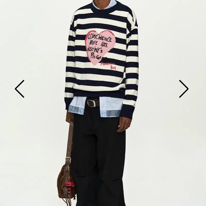 [BUNJANG] Andersson Bell Stripe Heart Knit / 앤더슨벨 스트라이프 하트 니트