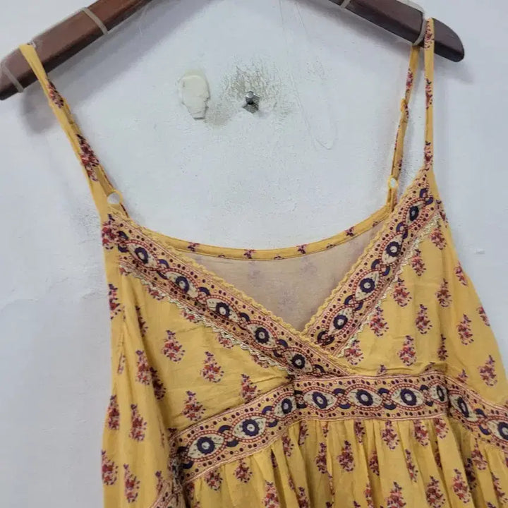 [BUNJANG] Nicole Yellow Ethnic Pattern String Dress / Nicole 옐로우 에스닉 패턴 끈 원피스