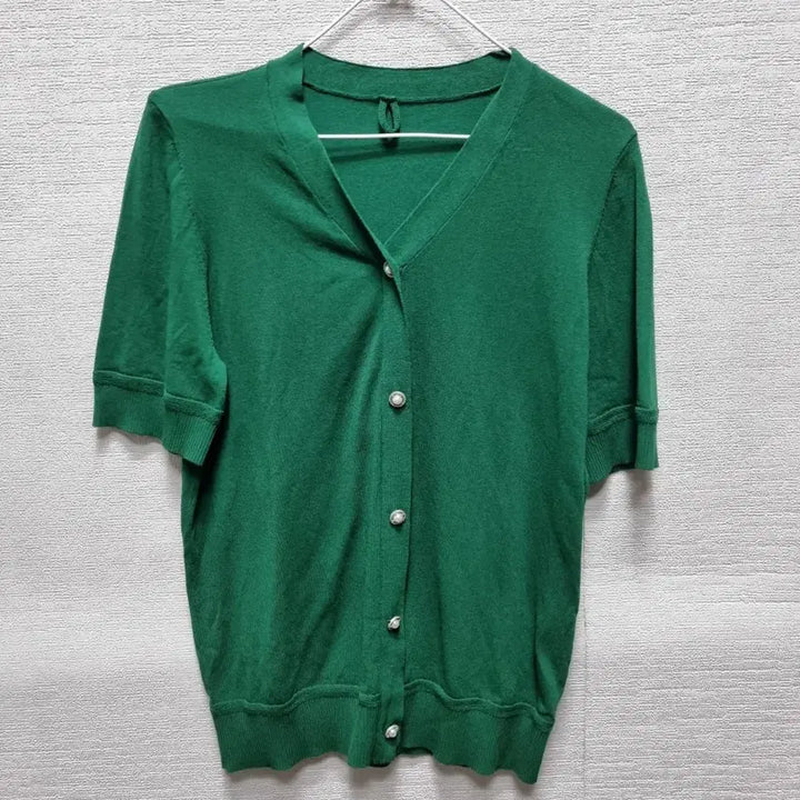 [BUNJANG] Green Short-Sleeve Knit Cardigan / 사065 니트  반팔 가디건