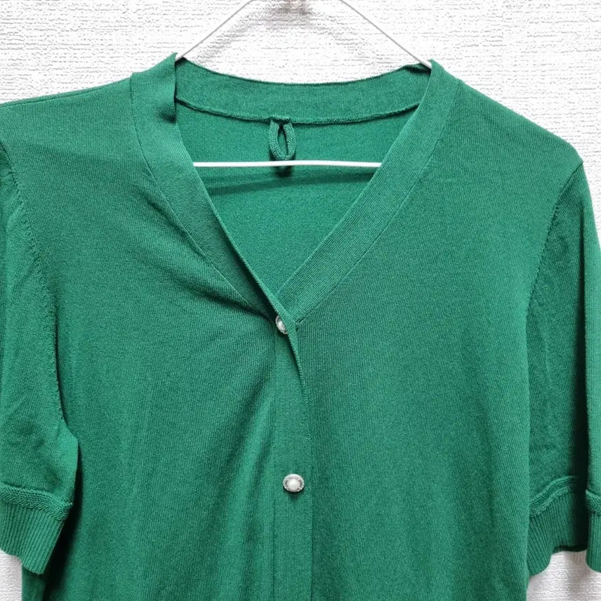 [BUNJANG] Green Short-Sleeve Knit Cardigan / 사065 니트  반팔 가디건