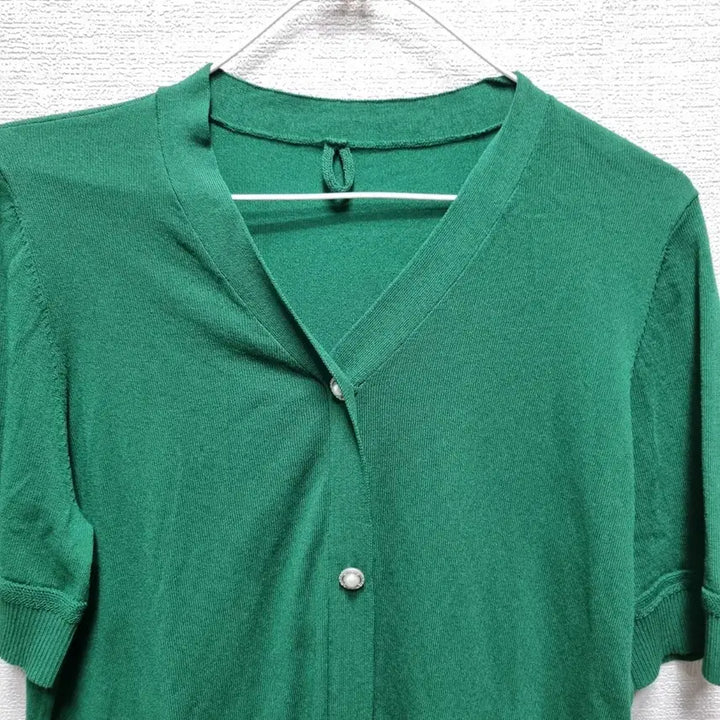 [BUNJANG] Green Short-Sleeve Knit Cardigan / 사065 니트  반팔 가디건