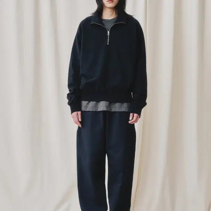 [BUNJANG] ARTIFECTS Garment Dyed Half Zip-up Sweatshirt (Black) XL / 아트이프액츠 가먼트 다이 하프 집업 스웻 (블랙) XL