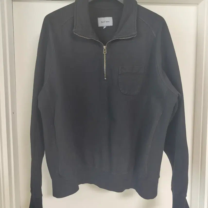 [BUNJANG] ARTIFECTS Garment Dyed Half Zip-up Sweatshirt (Black) XL / 아트이프액츠 가먼트 다이 하프 집업 스웻 (블랙) XL