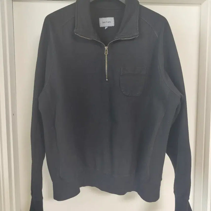 [BUNJANG] ARTIFECTS Garment Dyed Half Zip-up Sweatshirt (Black) XL / 아트이프액츠 가먼트 다이 하프 집업 스웻 (블랙) XL