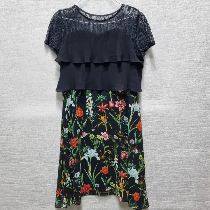 [BUNJANG] Black Lace Floral Pattern Long Dress / 사066 레이스 롱 원피스