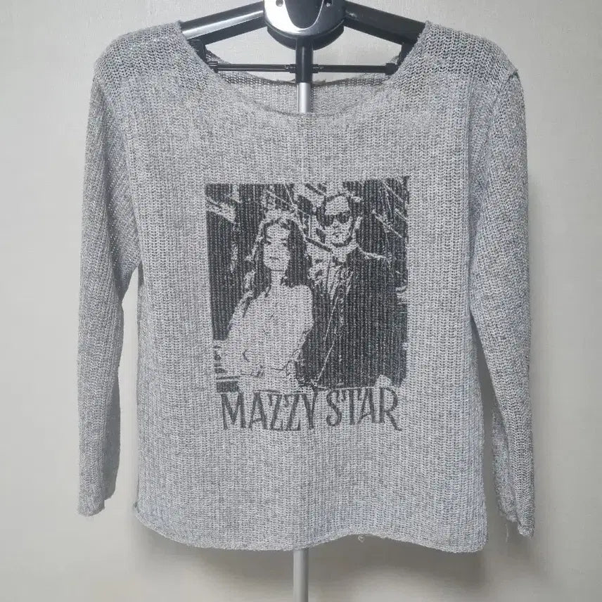 [BUNJANG] Sheer Grey Long Sleeve Knit Top / 시스루 그레이컬러 긴팔니트티 회색